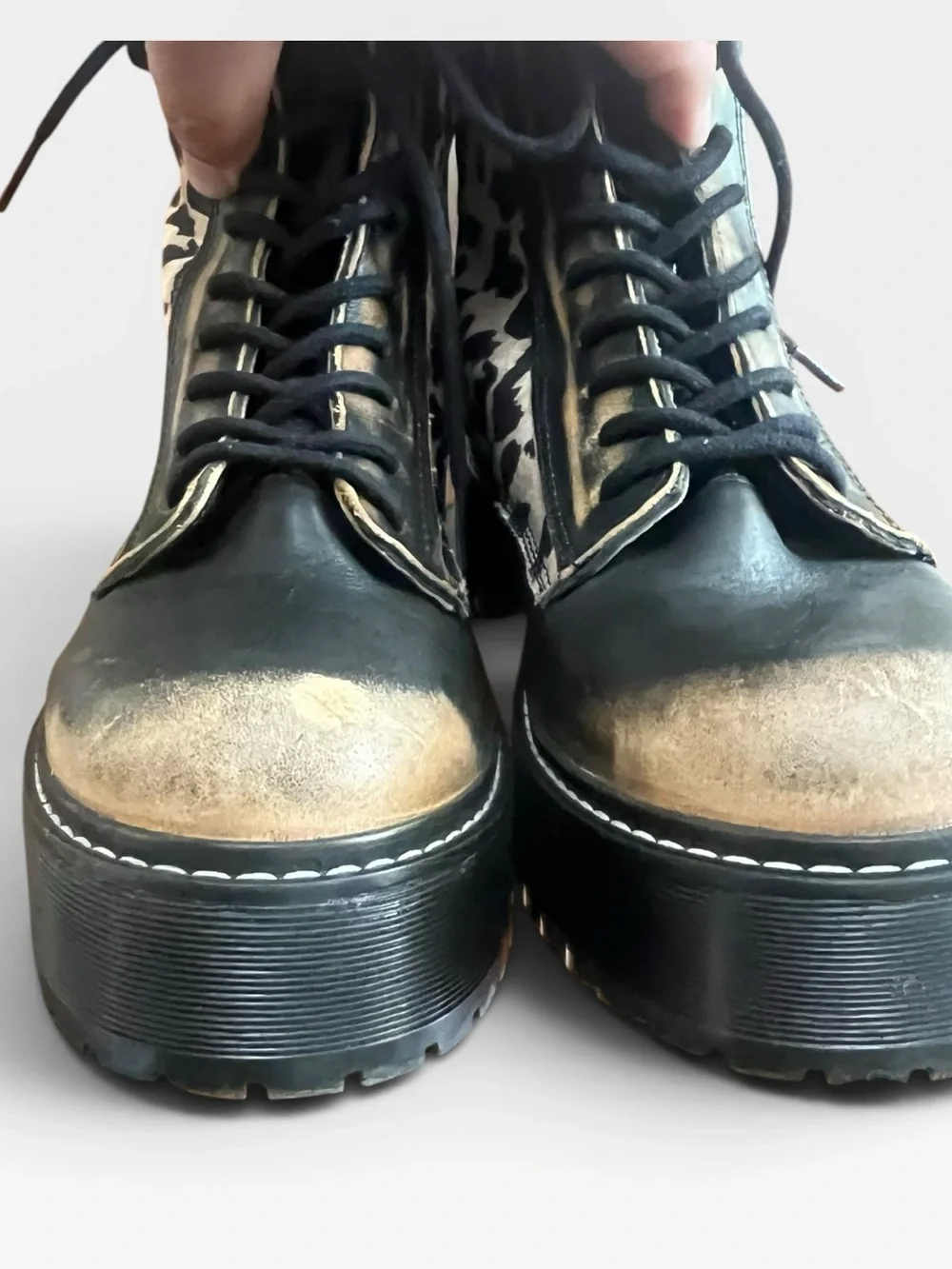 Steve Madden Avenger Leopard Studded Platform Combat Boots Y2K Grunge 10 - Picture 4 of 8